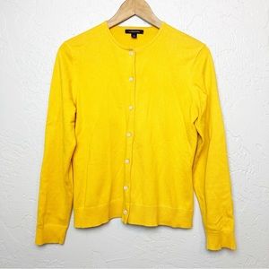 Lands' End yellow supima cotton button down cardigan sweater Size S